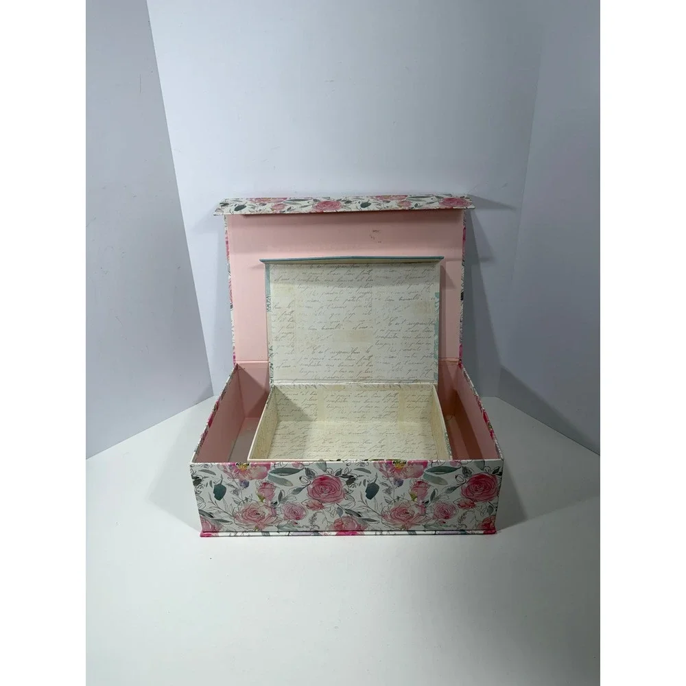 Abbington Park Floral Decorative Nesting Storage Boxes Set of 2 Magnetic Closure